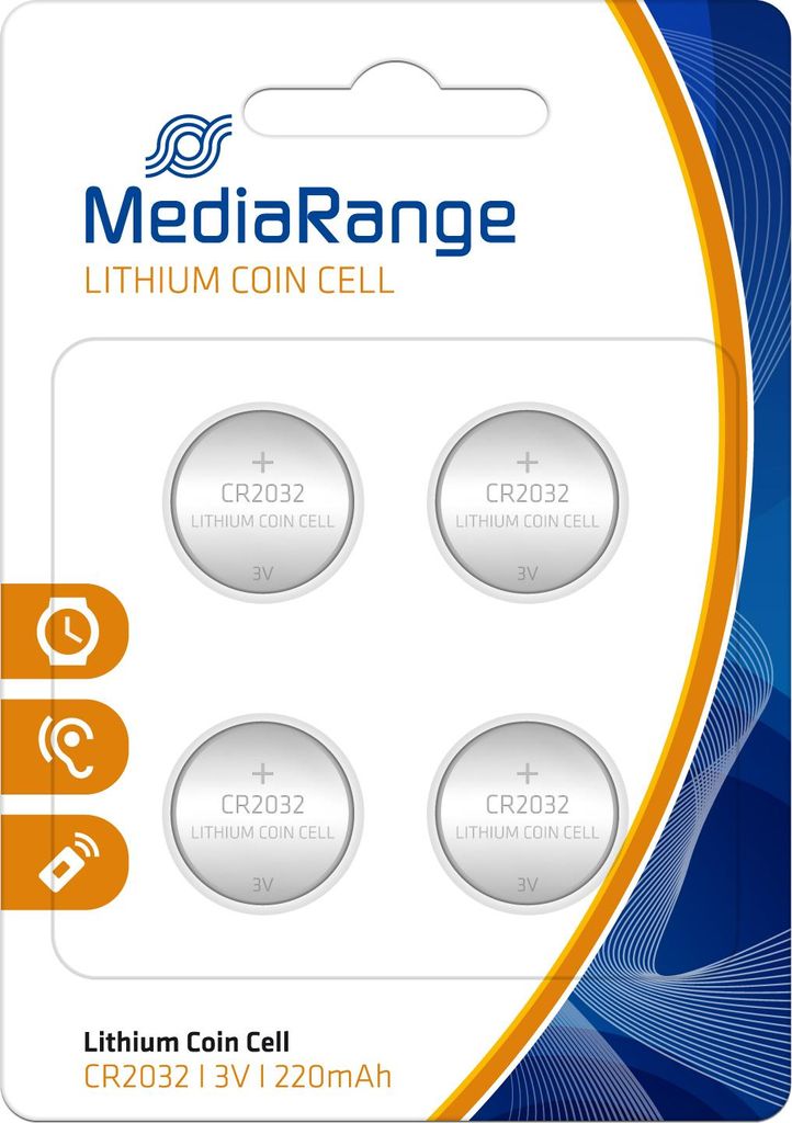 MediaRange Batterie Knopfzelle Lithium/CR2032 3V 4St Produktbild 