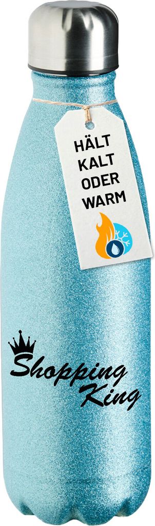 Huuraa Trinkflasche Shopping King Krone 500ml Blue Edelstahl Wasserflasche Trinkflasche Geschenkidee