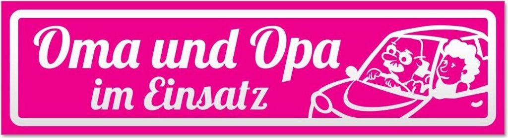 Kiwistar - Autoaufkleber - Pink - 45 x 12 cm - Oma und Opa im Einsatz V2 invertiert - Hinweis Aufkleber Sticker für Auto, Kfz, Fahrrad, PKW, LKW