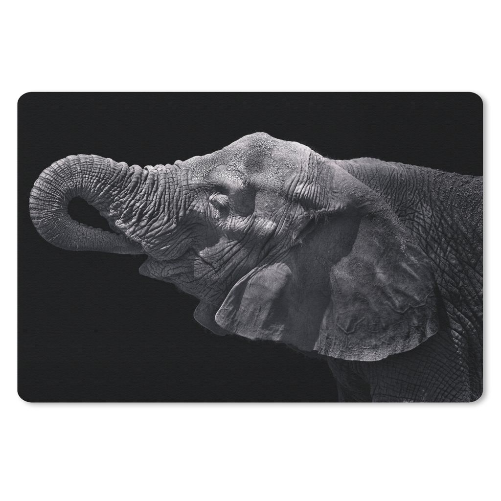 MuchoWow Schreibtischunterlage Elefant - Tiere - Schwarz - Natur 60x40 cm - XXL Mauspad - Großes Mauspad