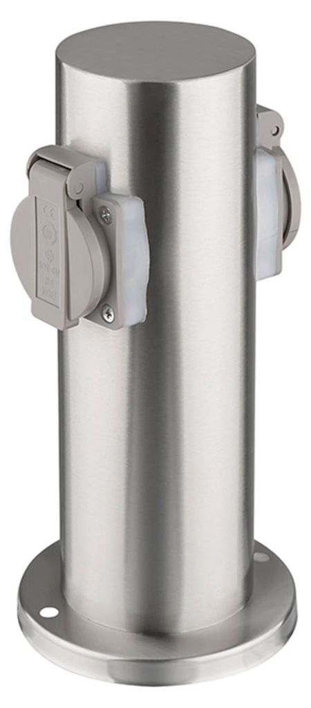 Borne de jardin IP44 2 prises SOLIGHT PG10 cylindre argenté Image du produit 