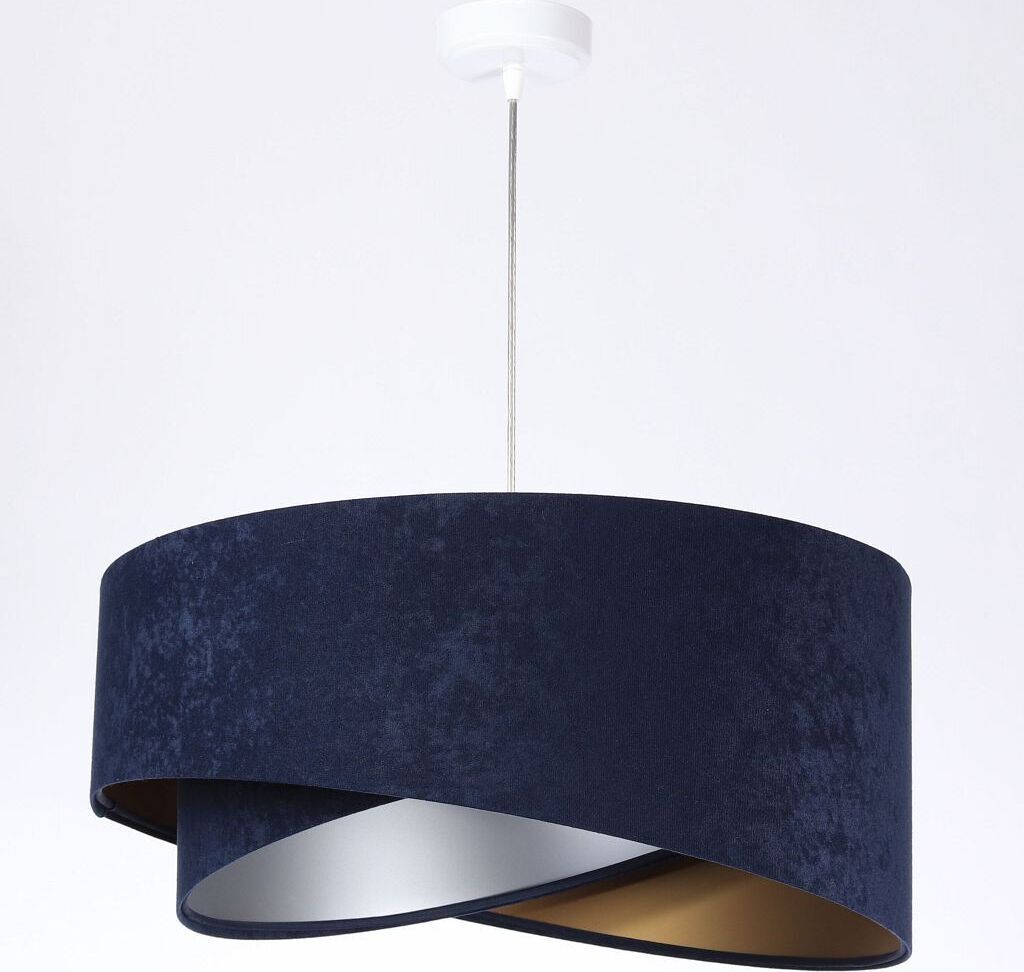 Pendelleuchte Stoff E27 D: 50 cm rund H: max. 102 cm in Weiß Marineblau Gold Silber Modern Hängelampe