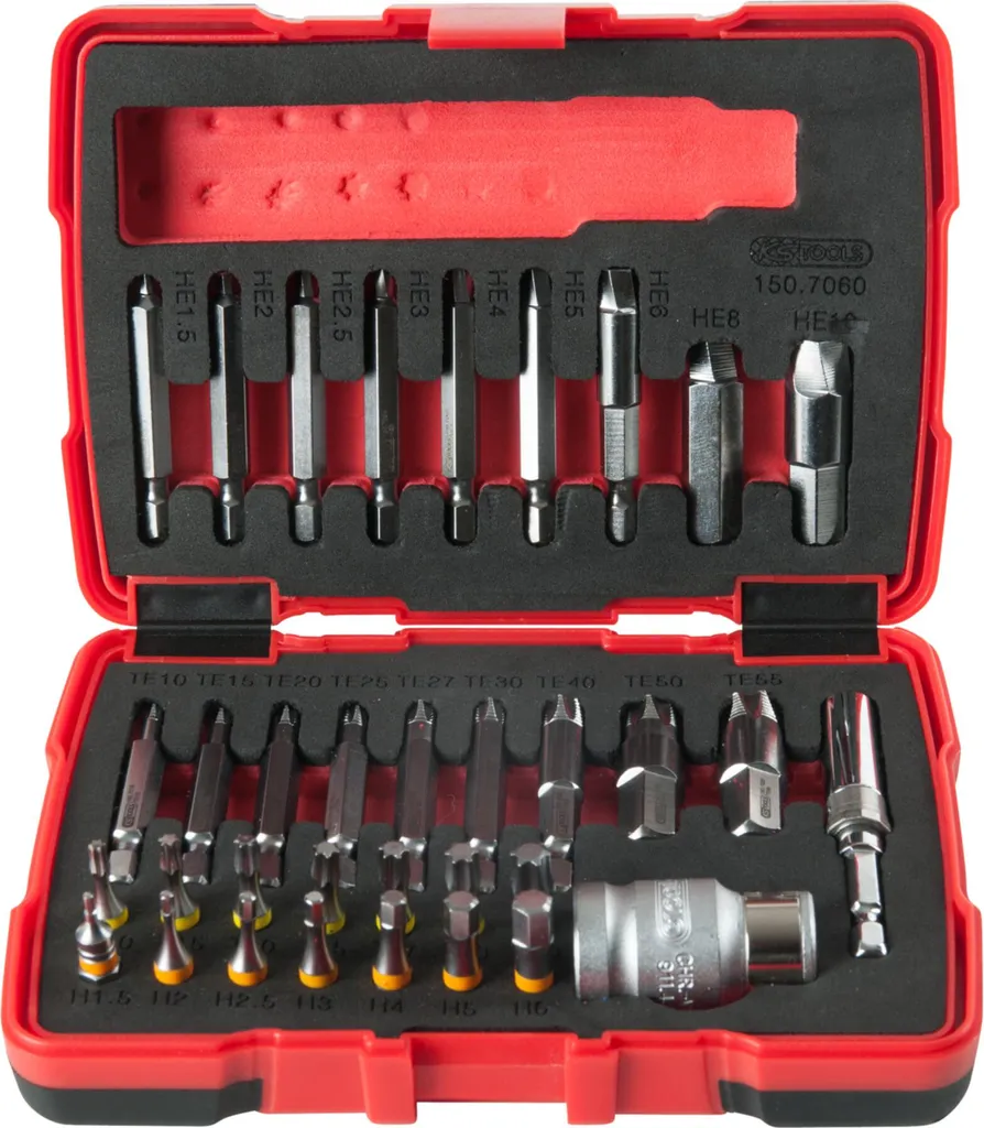 Coffret d'extracteurs de vis Torx et Allen KS TOOLS 34 pièces 1/4"