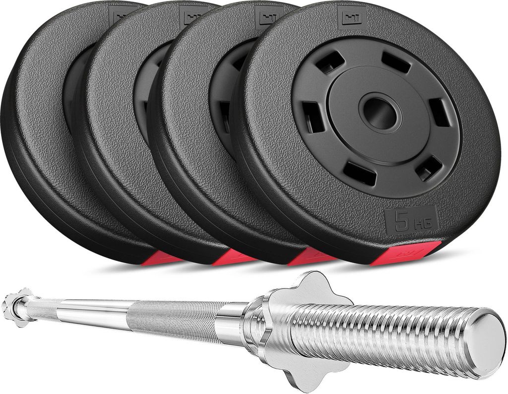 Hop-Sport Hantelset 27 kg Langhantel-Stange Hantelcheiben 4 x 5 kg