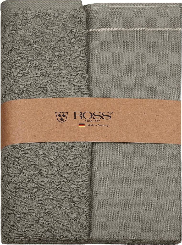 Ross 2er Pack Zwirn Halbleinen Geschirrtücher 908 1x Geschirrtuch 50x70 cm + 1x Küchenfrottiertuch 50x50 cm flanell