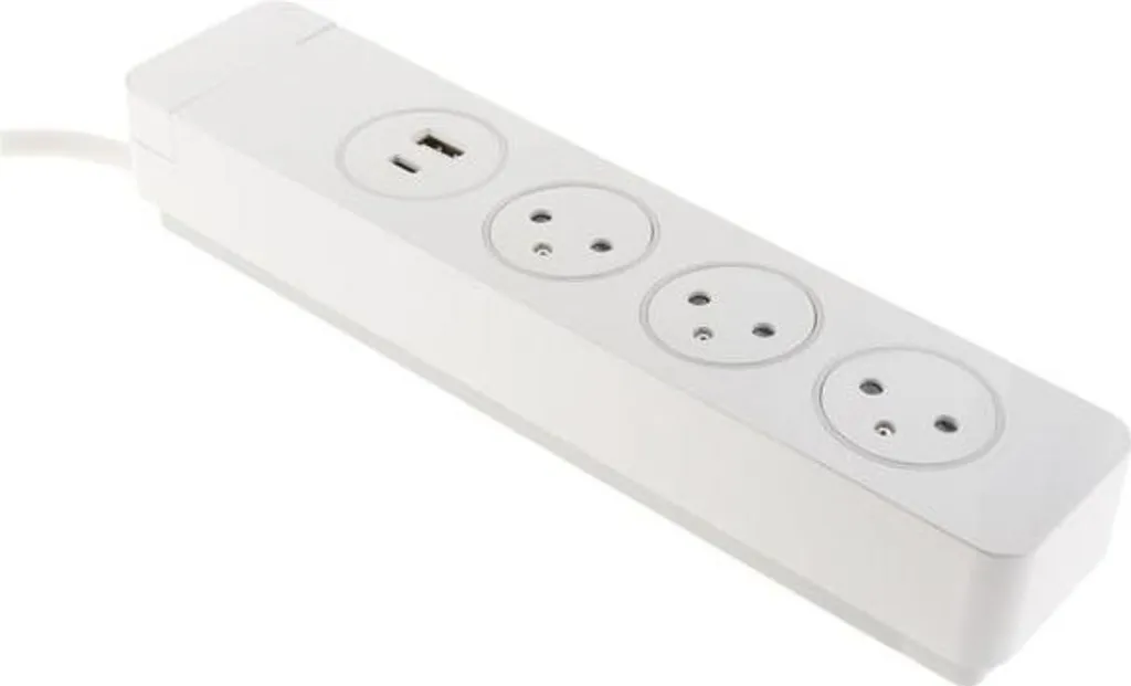 Multiprise bureau Otio 3 prises avec USB pour charge smartphone 1.5m