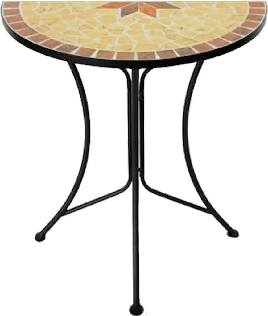 Table d'appoint AMARILLO semi-circulaire 60x30cm en mosaïque colorée