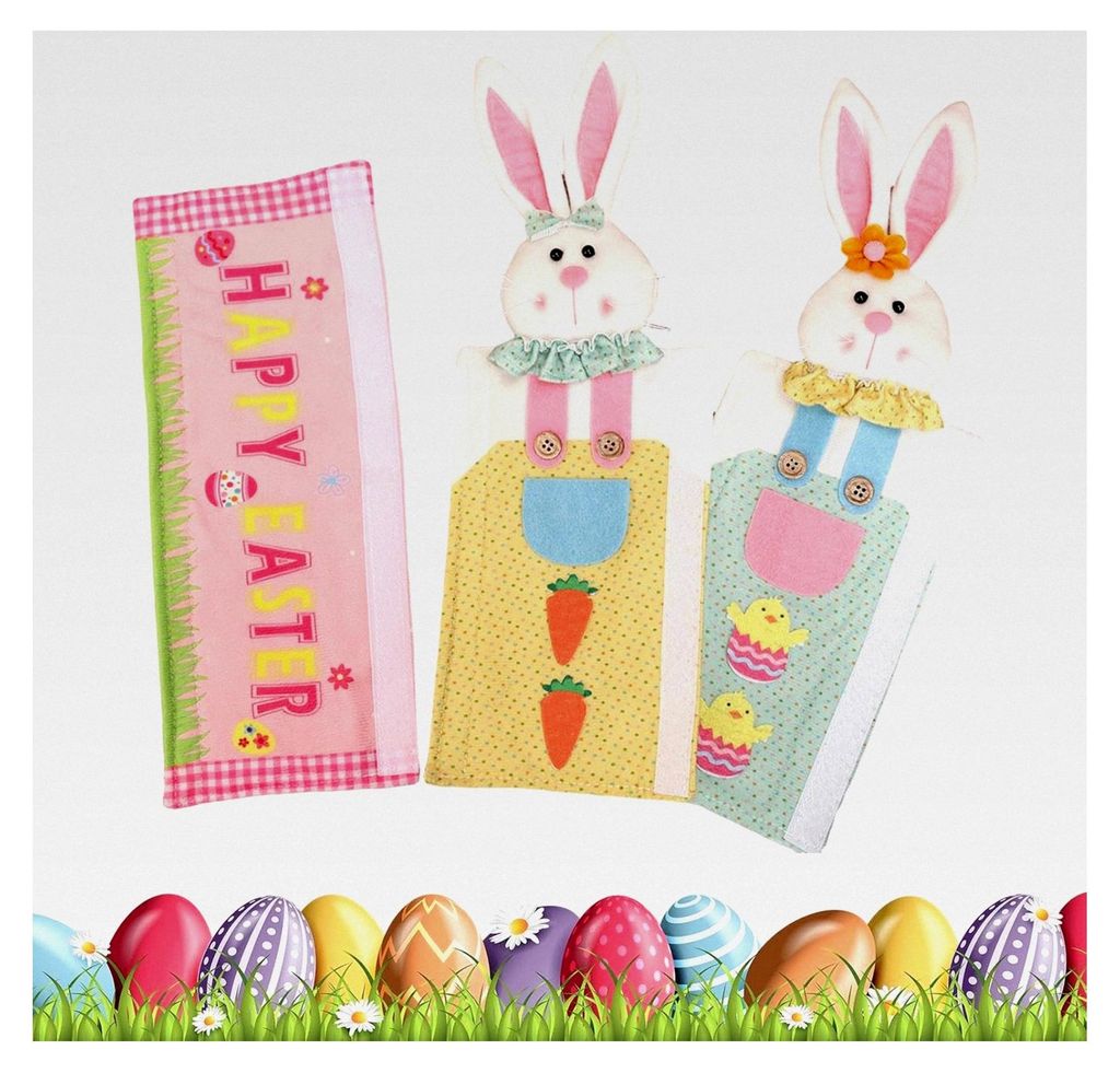 Griffschützer für Haushaltsgeräte, 3-teiliges Design mit Osterhasen-Motiv, Abdeckungen für Spülmaschinen-Griffe - geeignet für Mikrowelle, Ba...
