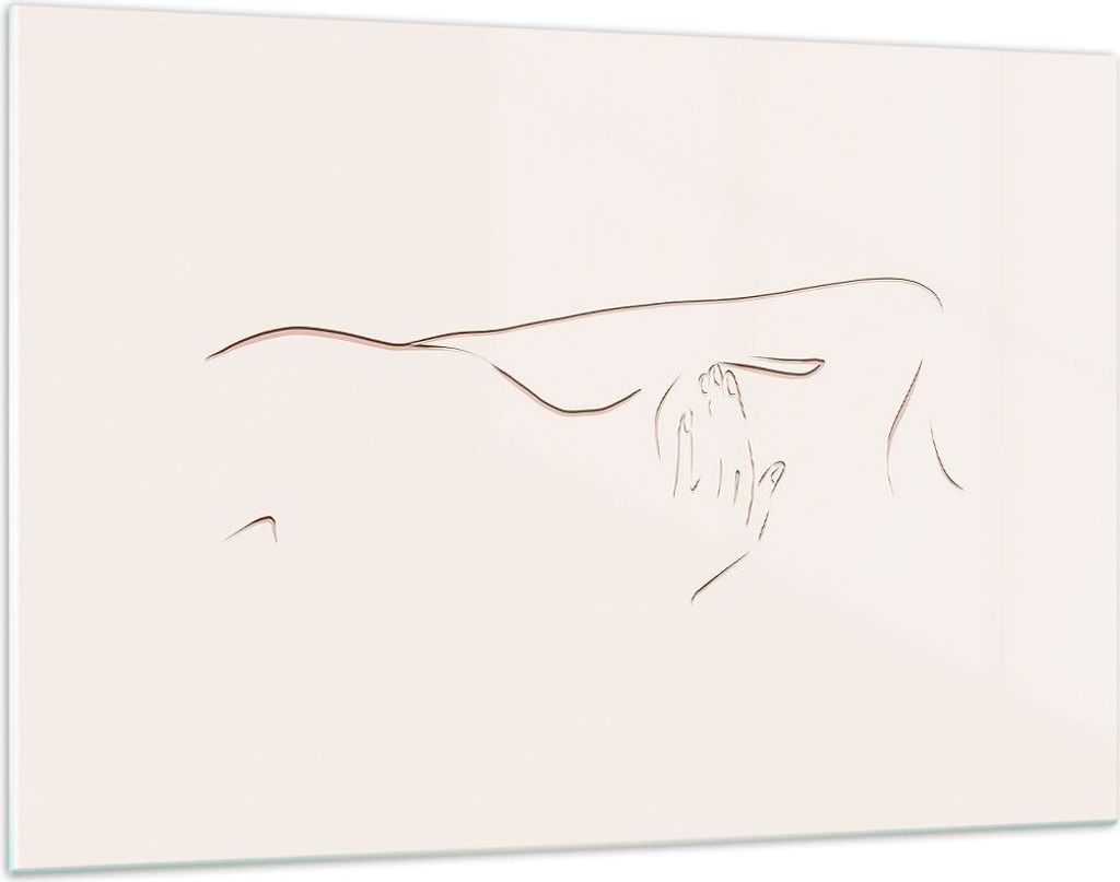Bilder auf glas - Einteilig - Skizze Nacktheit Frau - 120x80cm - Glasbilder - Wandbilder - Bilder - zum Aufhängen bereit - Wanddekoration aus Glas...