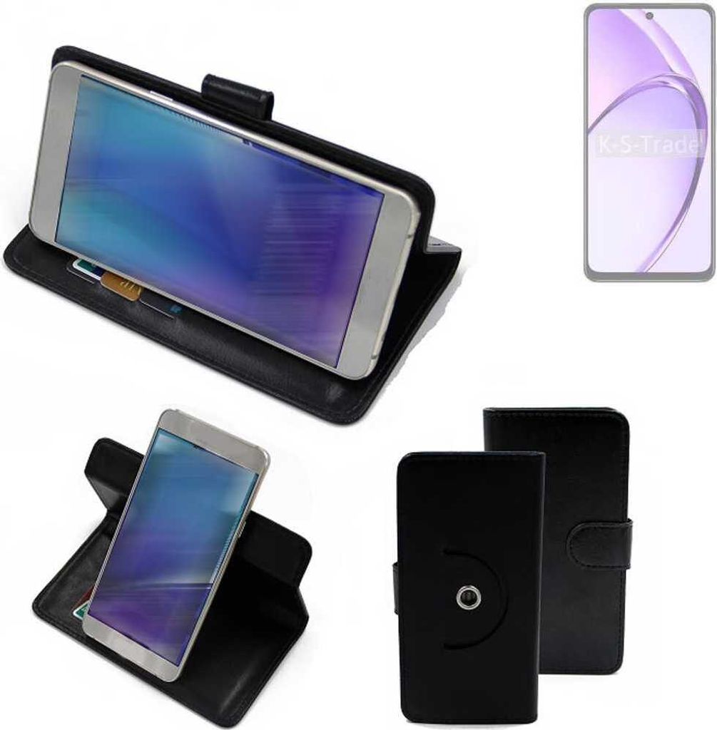 K-S-Trade Case Schutzhülle Handyhülle kompatibel mit Oppo A3x CPH2641 Flipcase Smartphone Cover Handy Schutz Tasche Klapphülle Walletcase schwarz