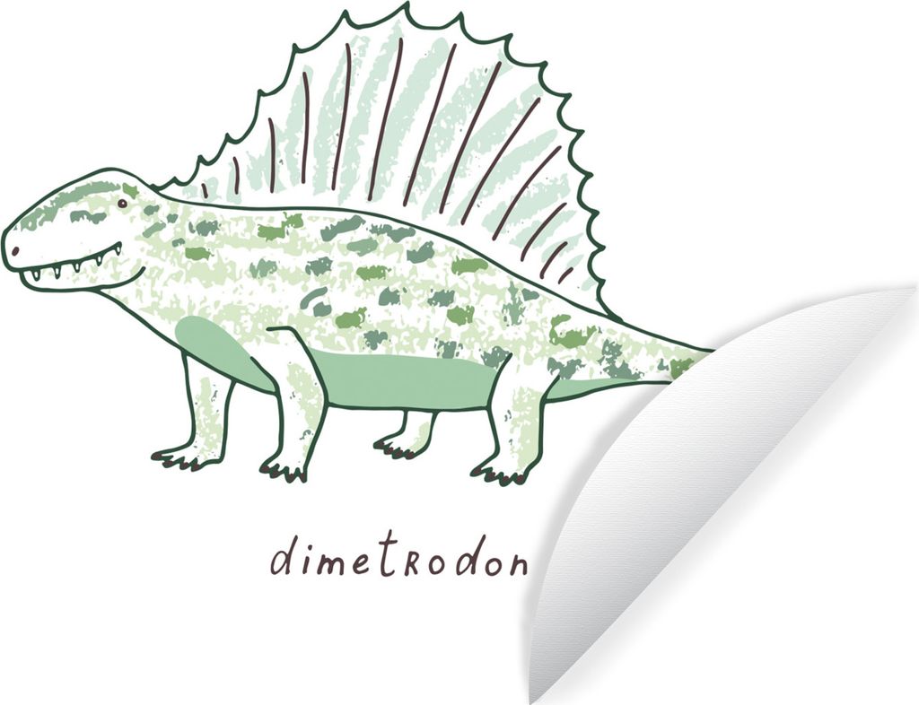MuchoWow Runde Wandtattoo - Wandsticker Tapete Aufkleber Kinderzimmer - Dimetrodon - Dinosaurier - Jungen - Mädchen - Kinder Ø 50 cm Selbstkleb...