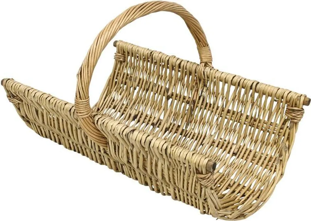Panier à bois Trendy en osier marron pour bois de chauffage robuste