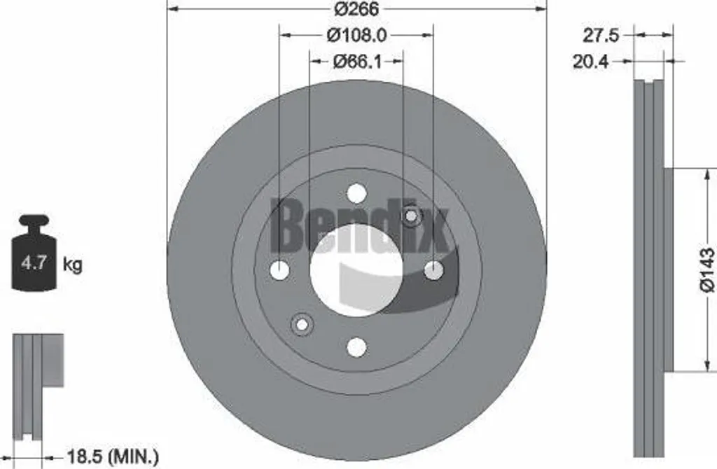 Disque de frein haute résistance BENDIX compatible Peugeot 306 et ZX