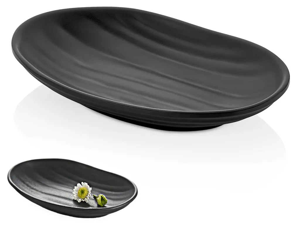 Plateau à bijoux ovale noir en acier pour ranger vos bagues et montres