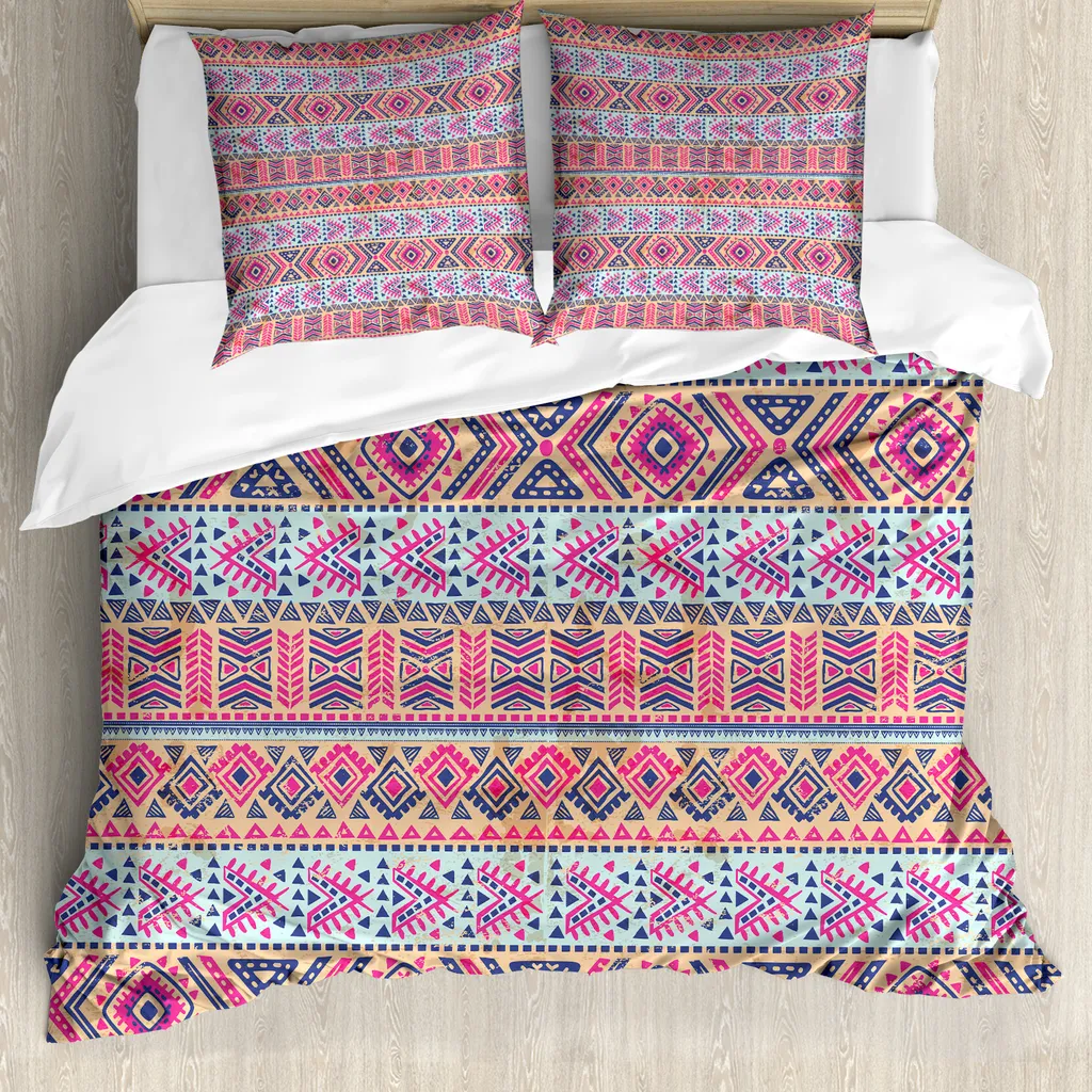 Copripiumino Etnico ABAKUHAUS 155x220 - Stile Azteco Blu Indaco