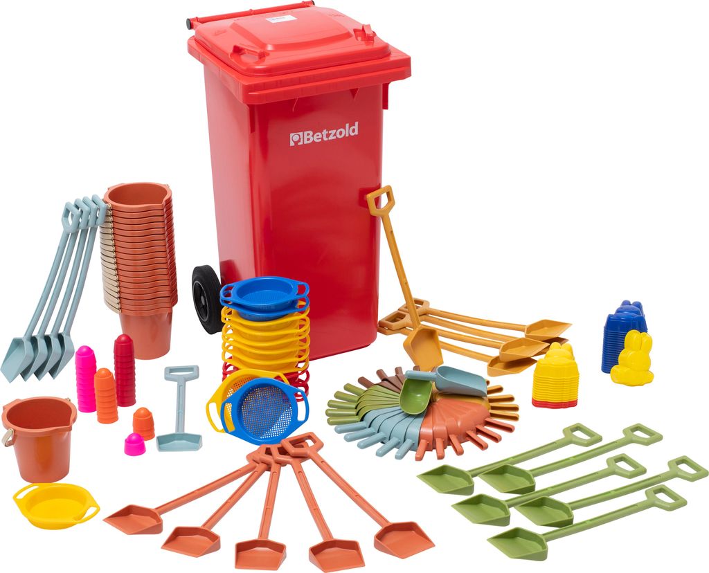 Betzold Sandspiel-Set mit Tonne, inkl. Aufbewahrung, 151-tlg.