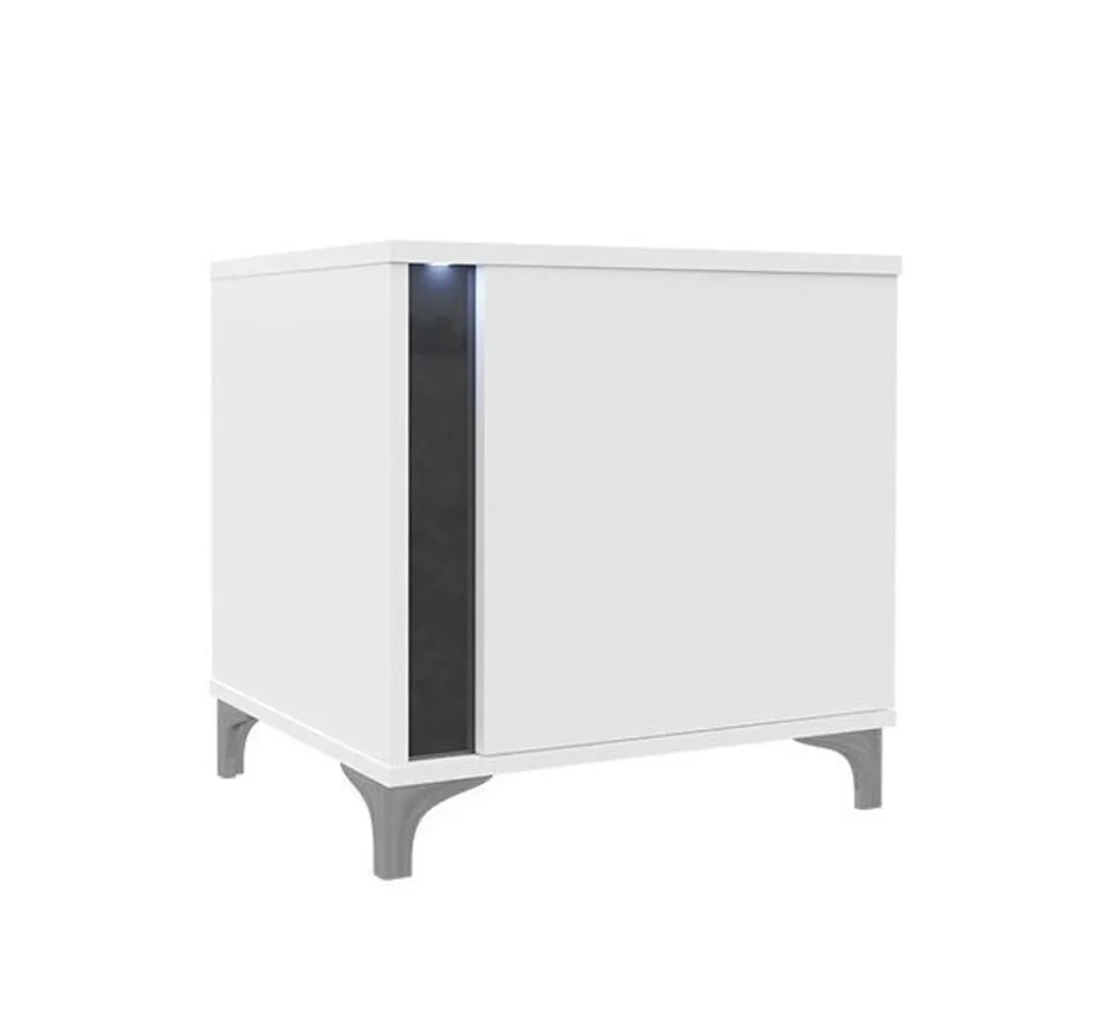 Comodino LED BANTRY Bianco/Nero Lucido Sinistro - Arredo Notte Moderno