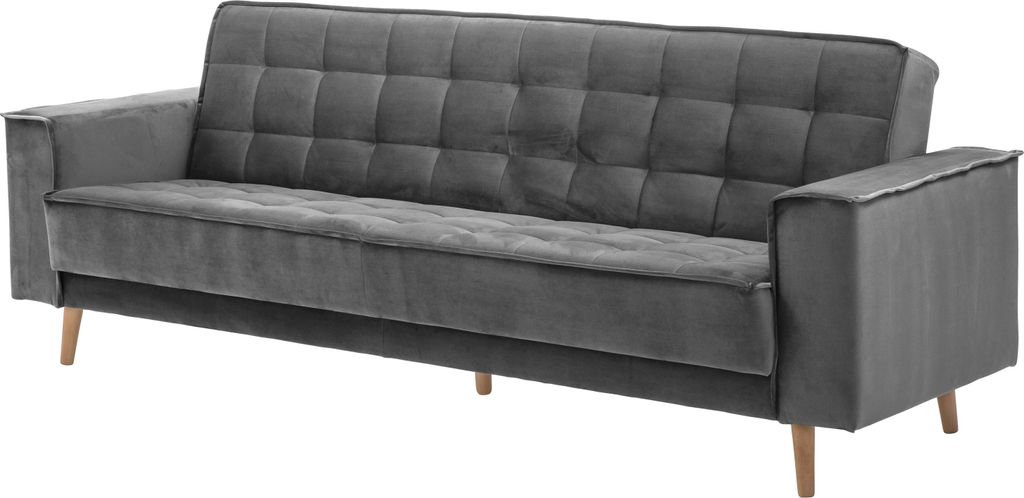 Max Winzer Sofa 3-Sitzer mit Bettfunktion Jolene - Samtvelours anthrazit - Maße: 240 x 78 x 84 cm