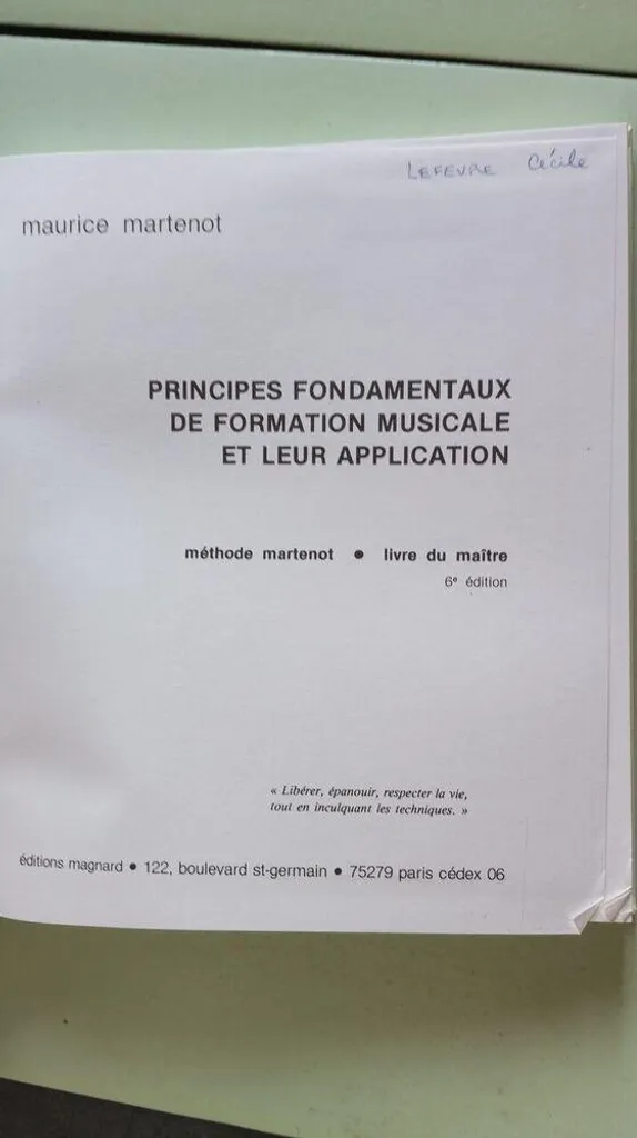 Principes fondamentaux de formation musicale et application - Méthode
