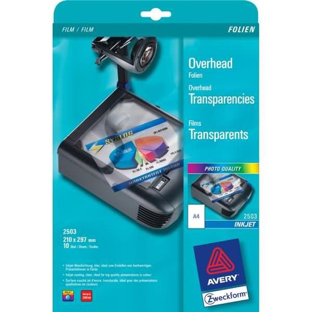 Avery Zweckform 2503 Overhead-Folien, DIN A4, Produktbild 