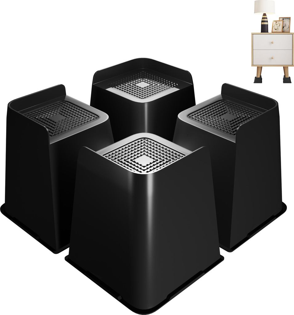 XMTECH Möbelerhöhung 4er Set 15 cm, L-förmige Möbelerhöher für Bett, Sofa, Tisch, Stuhl & Schreibtisch, rutschfeste Betterhöhung, Tischerhö...