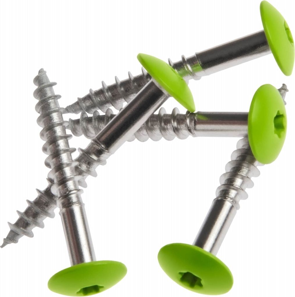 HPL- Schrauben, Fassadenschraube, Edelstahlschraube mit Kopflackierung | VIELE FARBEN | Faserzement, Holzpaneele, Alu Verbund (Lime Green (A37.0.8)...