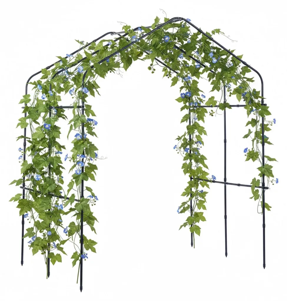 Arche de jardin en fer forgé noir, treillis résistant aux intempéries