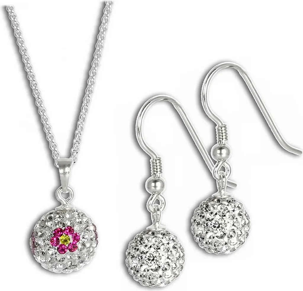 Parure Argent 925 avec Oxydes de Zirconium Brillants Collier et Boucles