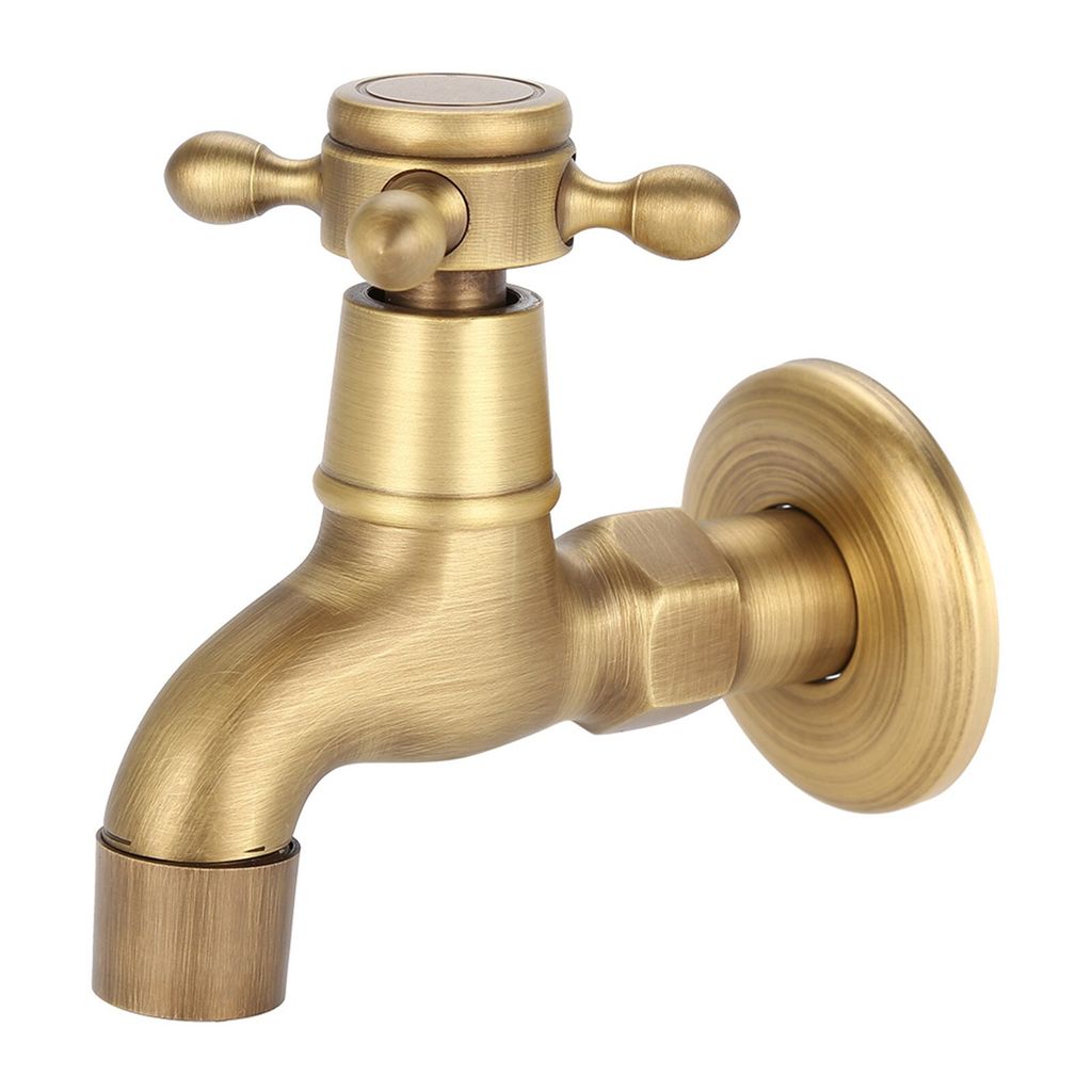 Rubinetto vintage a parete in ottone massiccio, rubinetto Immagine del prodotto 