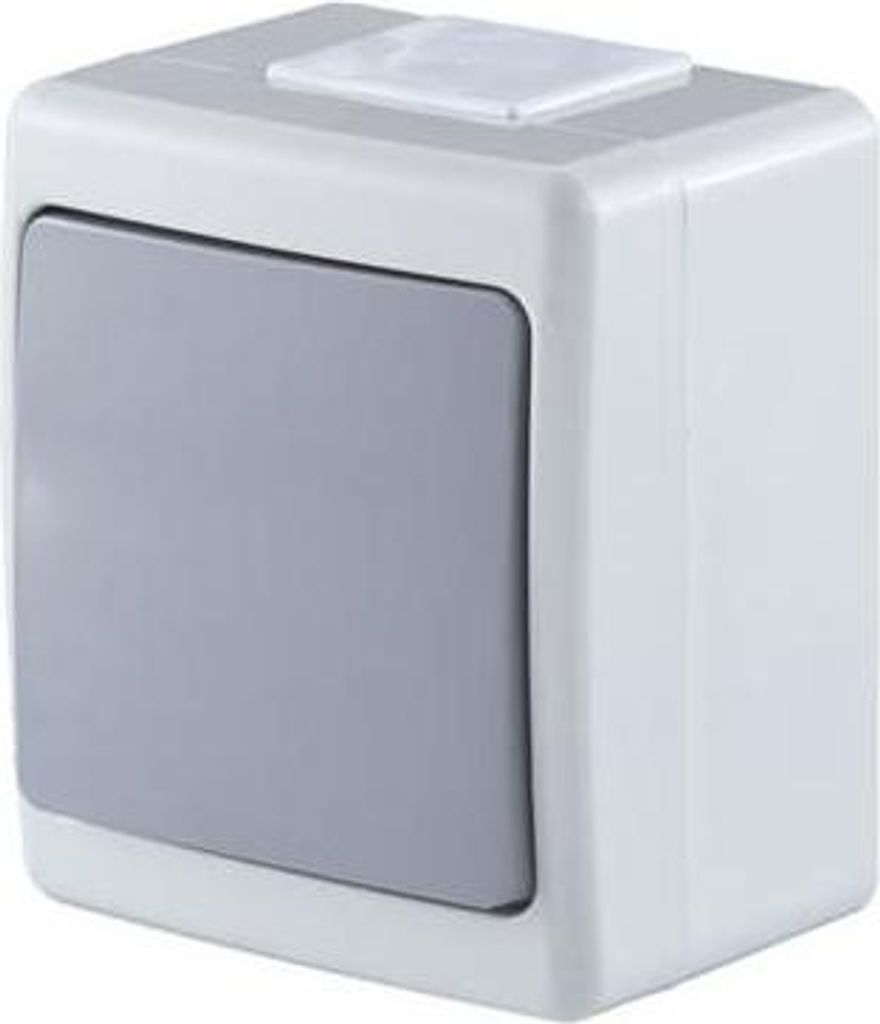 Aufputz Lichtschalter Schalter IP44 Farbe Grau 10A 230V serie BETA