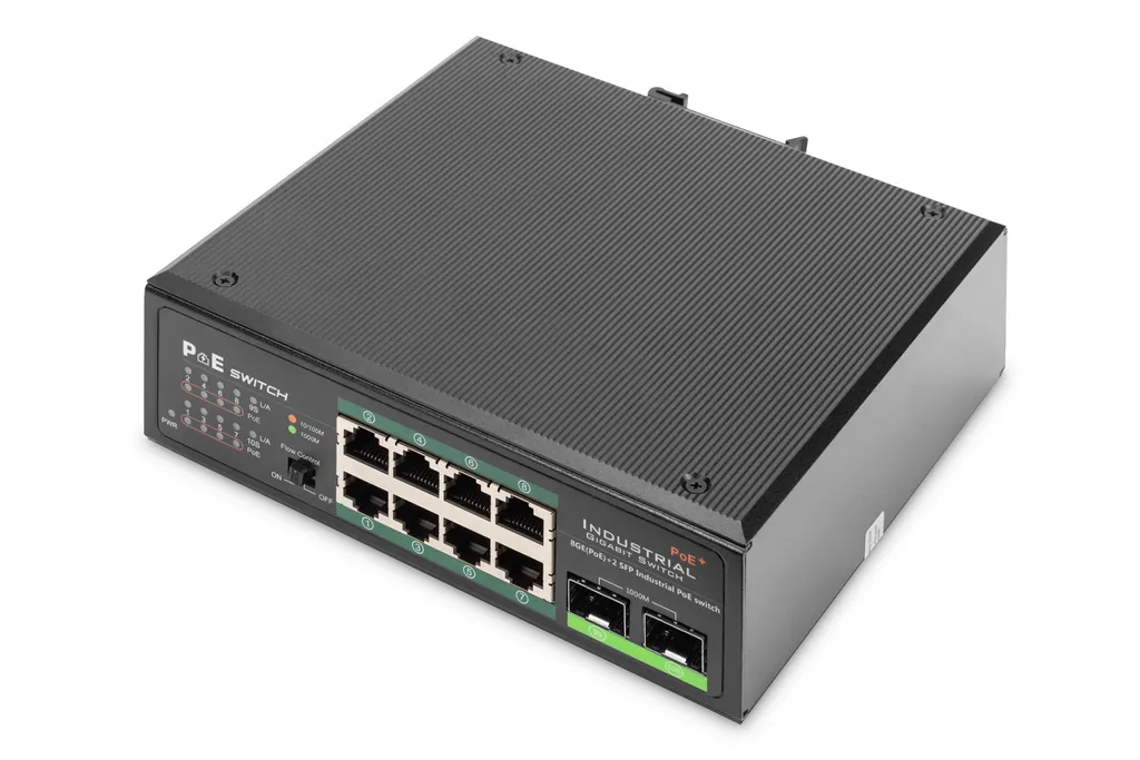 DIGITUS DN-651110 Commutateur industriel Gigabit PoE+ à 8 ports