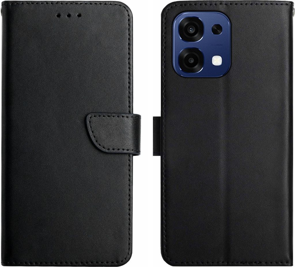 OPPO A6 Pro 5G Hülle - Coverup Genuine Leather Klapphülle - Echtes Leder - Schwarz