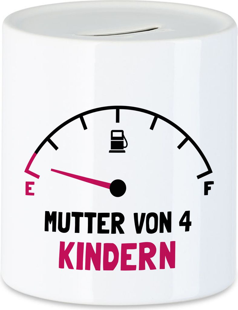 Mutter von 4 Kindern Spardose Lustig Energielos Tank ist Leer Spruch Geschenk Vierfache Mutter
