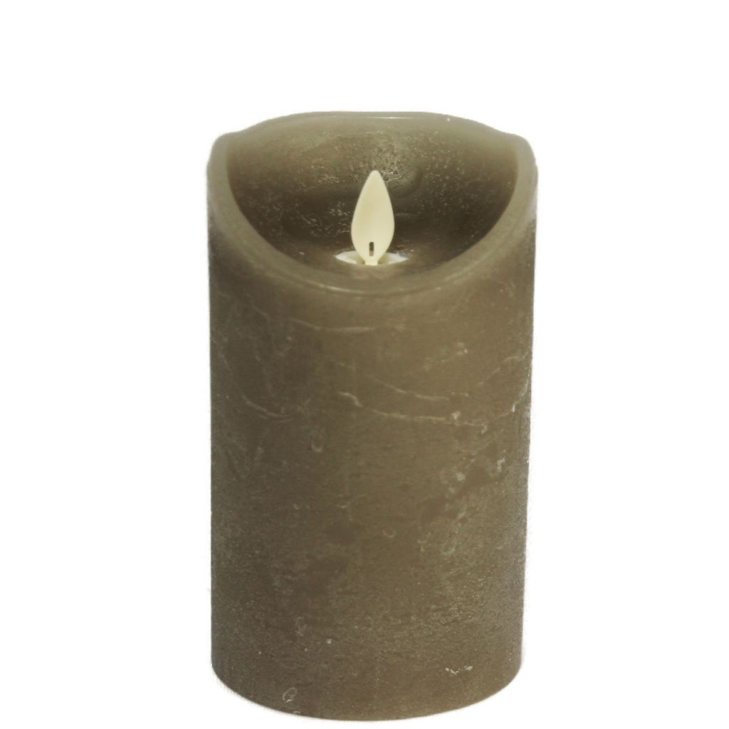 Candela di cera a LED con timer e stoppino tremolante Taupe Immagine del prodotto 