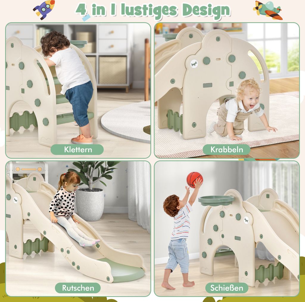COSTWAY Rutsche Outdoor, 4 in 1 Kinder Rutsche & Tunnel & Produktbild 5