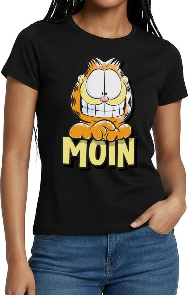 Spreadshirt Garfield Moin Nordsee Ostsee Geschenk Frauen T-Shirt, L, Schwarz