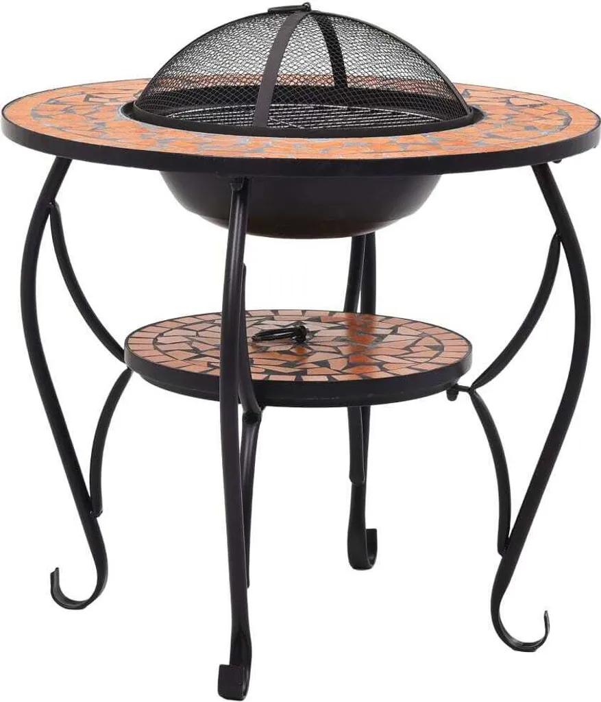 vidaXL Table de feu Mosaïque Céramique Terracotta 68 cm pour Jardin