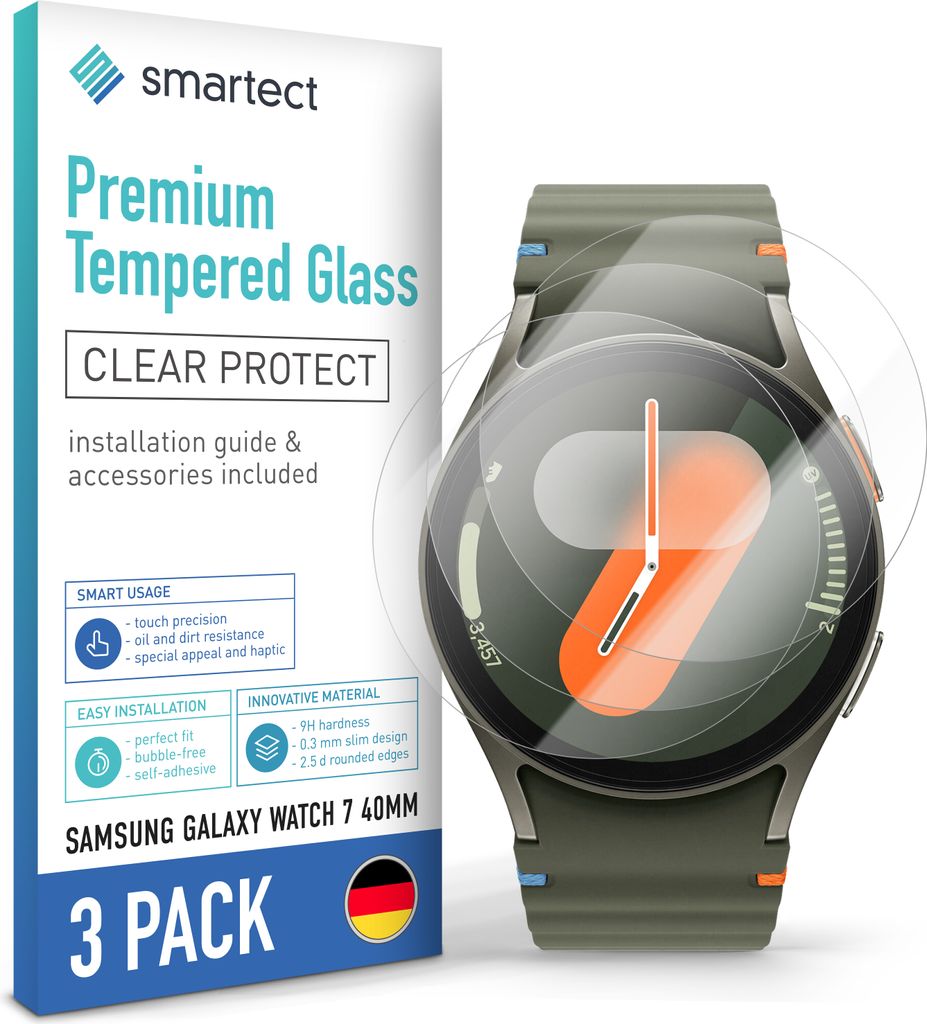 3x Schutzglas Panzerfolie Klar für Galaxy Watch 7 40mm Produktbild 