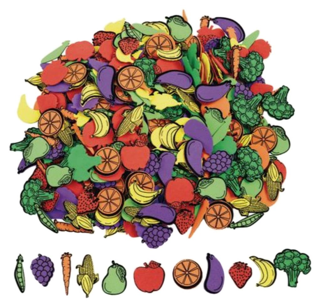 Colorations - Selbstklebende Schaumstoff-Gemüse- und Obstaufkleber, 500 Stk.