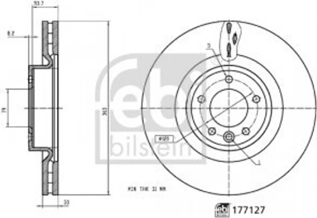 Disque de frein FEBI BILSTEIN 177127 pour Range Rover IV et Discovery V