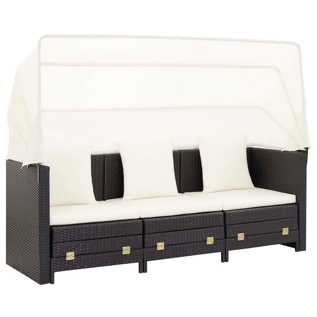 vidaXL Ausziehbares 3-Sitzer-Schlafsofa mit Dach Poly Produktbild 3