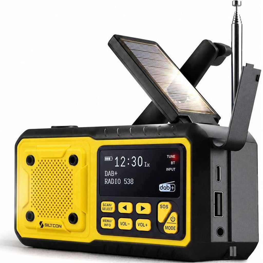 Siltcon® Notfallradio DAB+/FM – Solar & Kurbel – 5000 mAh Produktbild 