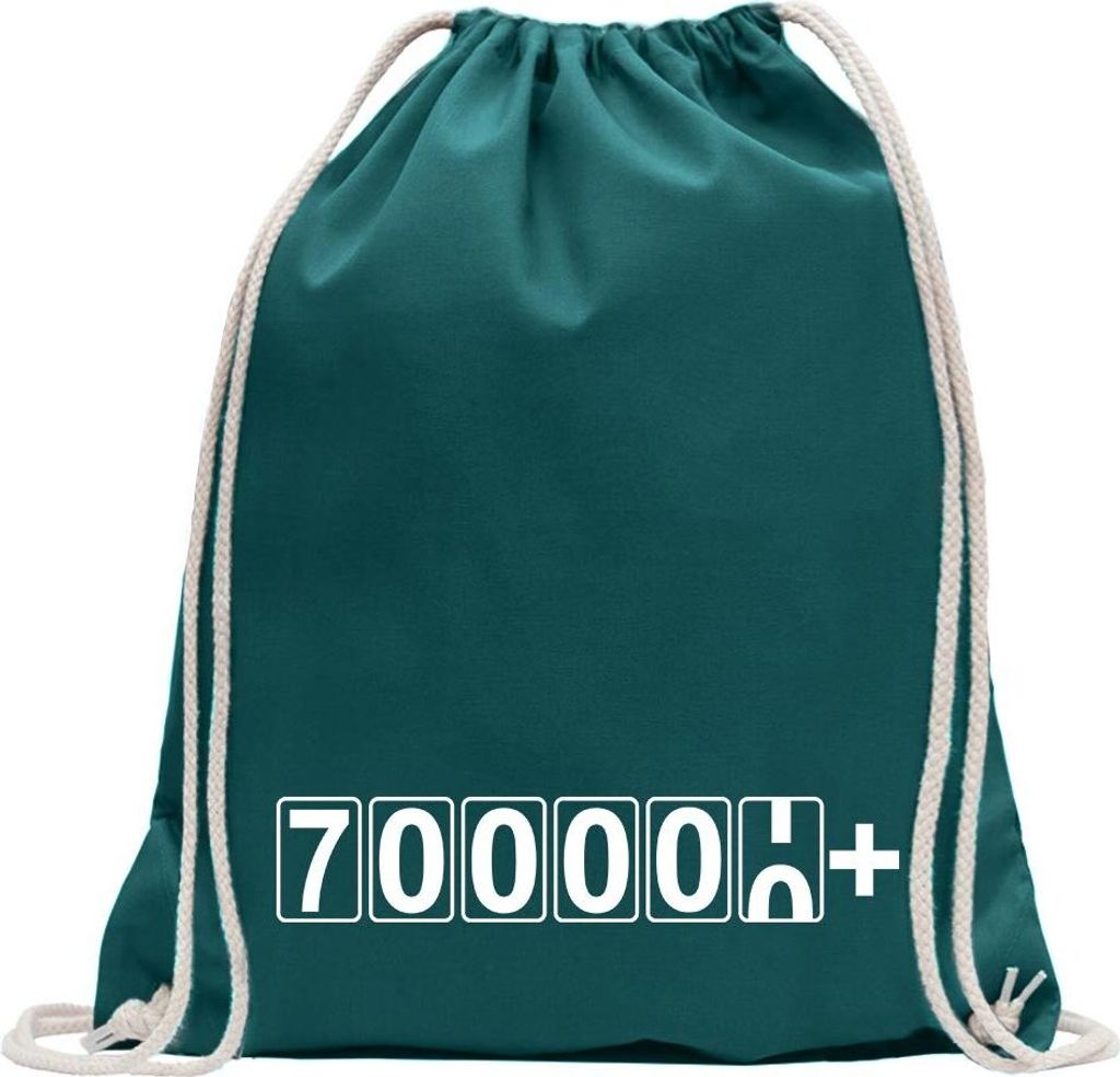 Kiwistar - Turnbeutel - petrol - 700000+ km Kilometerzähler - Fun Rucksack Sport Beutel Gymsack Baumwolle mit Ziehgurt
