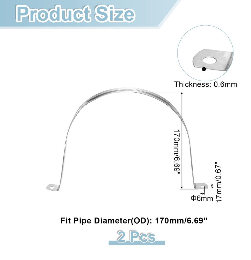 2 Stš¹ck Kabelschellen zum Schrauben, U-Rohrschellen passend fš¹r 170mm Durchmesser Rohrschelle befestigungsschelle fš¹r Pipeline elektroleit...