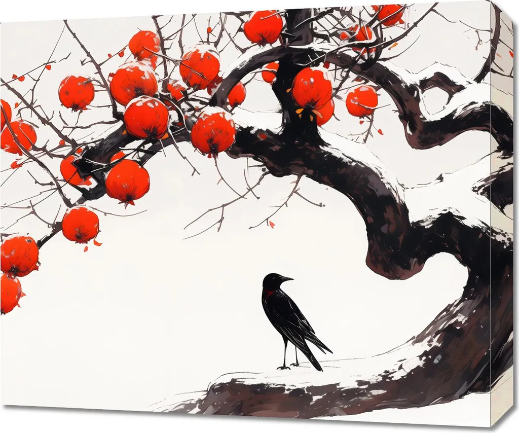 Quadro 60x50 cm Corvo vicino all'albero