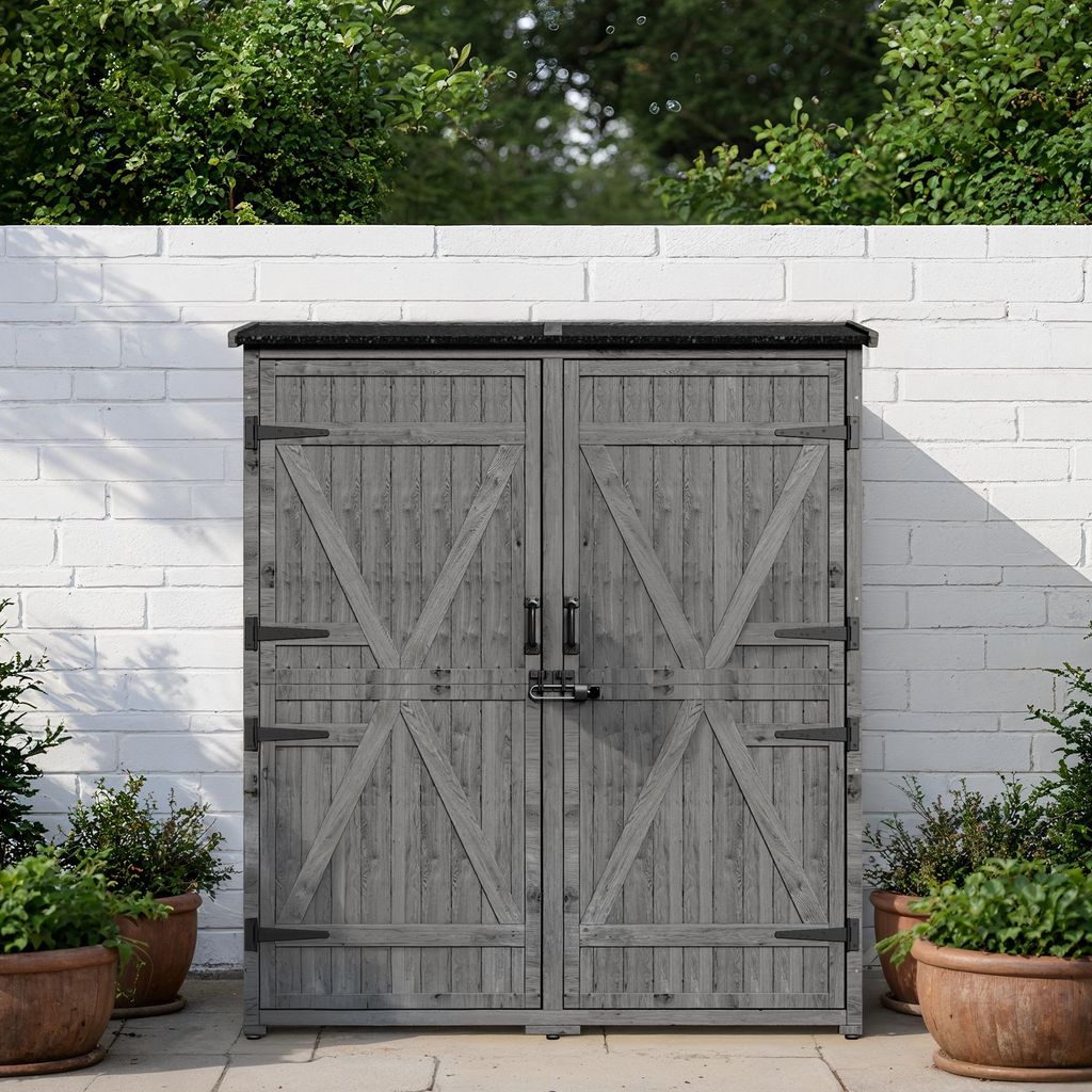 BEALIFE Gartenschrank 140x44x162 cm | 2 Türen & großes Produktbild 