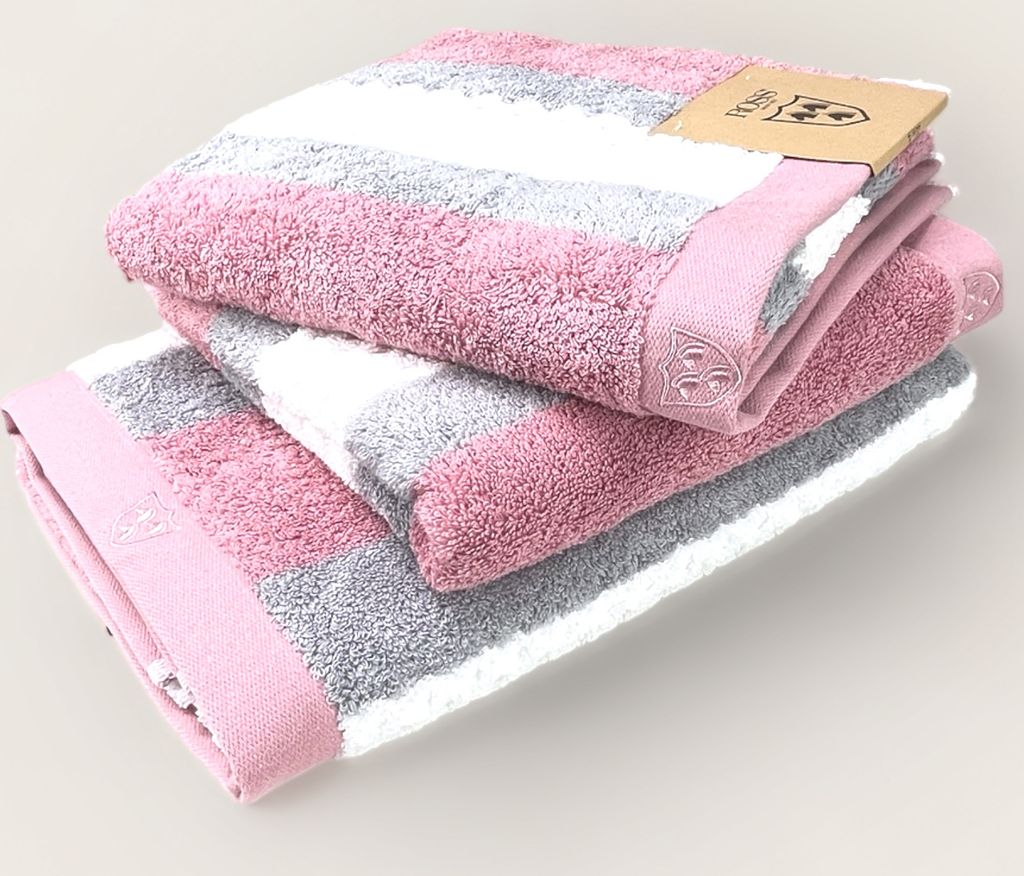 Ross Walk-Frottier Handtücher Harmony Streifenfond Duschtuch 70x140 cm altrose