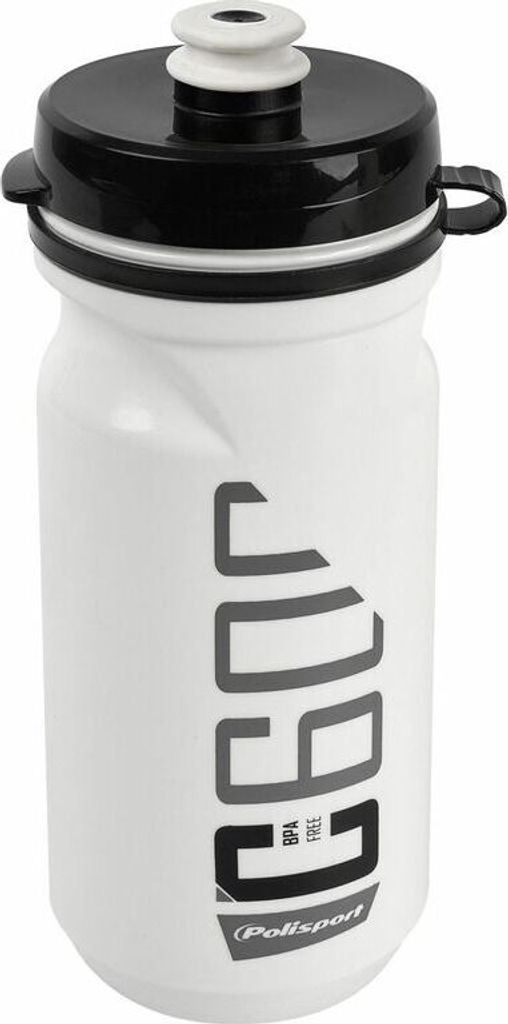 POLISPORT Wasserflasche C600 Weiß/Schwarz Clip On Cap 600ml