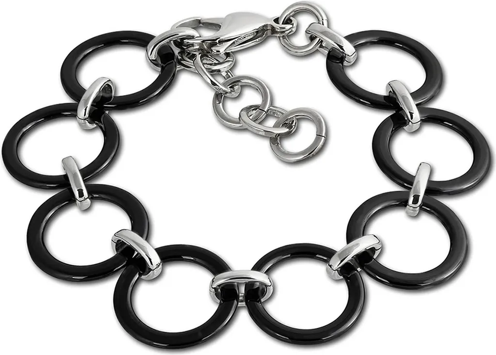 Bracciale Amello Donna Acciaio Inox e Ceramica Nero Argento D2ESAX14S