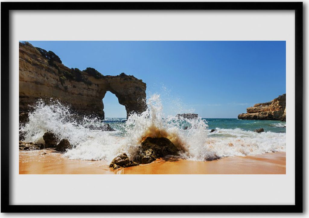 Bild 100x70 MDF-Rahmen Wandkunst Strand Meer Wellen Landschaft